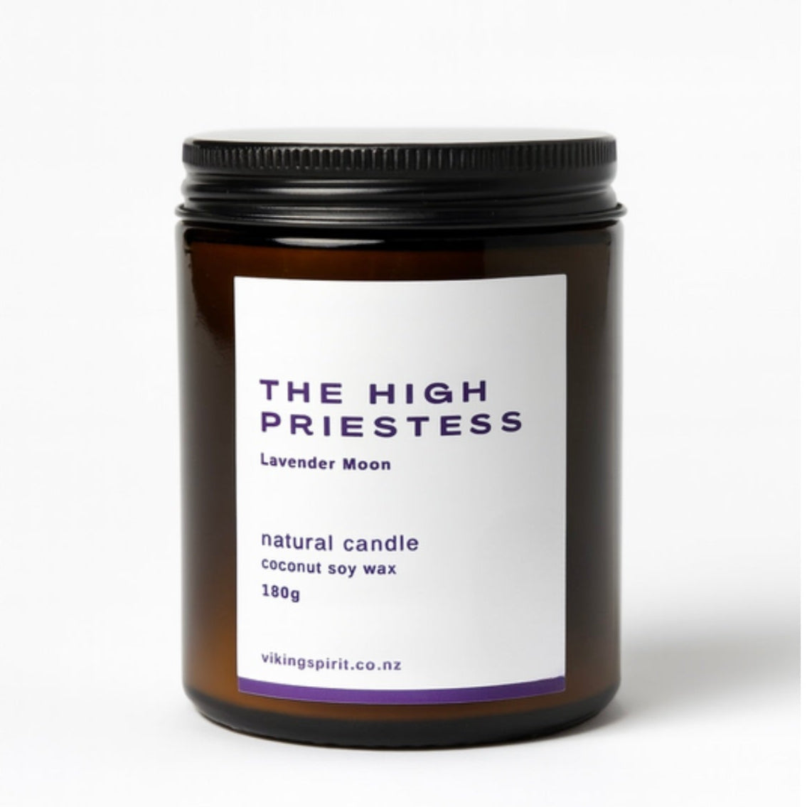 Candle labeled 'The High Priestess' with a white background